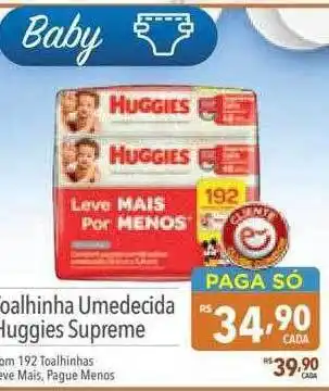 Supermercados Condor Toalhinha umedecida huggies supreme oferta