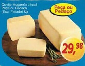 Supermercados Guanabara Queijo Mucarela Litoral peca pu pedaco 1kg oferta