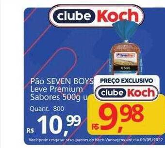 Supermercados Koch Pão seven boys leve premium sabores oferta