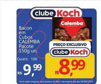 Supermercados Koch Bacon em cubos calemba pacote oferta