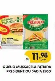 Supermercados Real Queijo mussarela fatiada president ou sadia oferta