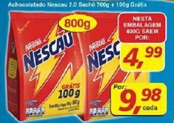 Supermercados Guanabara Achocolatado Nescau 2.0 sache 700g + 100g Gratis oferta