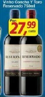 Supermercados Guanabara Vinho Concha y Toro Reservado 750ml oferta