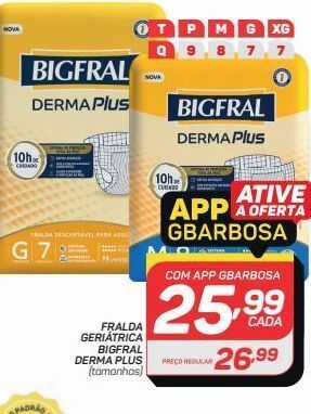 GBarbosa Fralda geriátrica bigfral derma plus (tamanhos) oferta