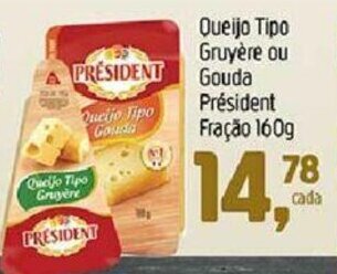Supermercados Guanabara Queijo Tipo Gruyere ou Gouda President Fracao 160g oferta