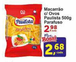 Rossi Supermercado Macarrao c/ Ovos Paulista 500g Parafuso oferta