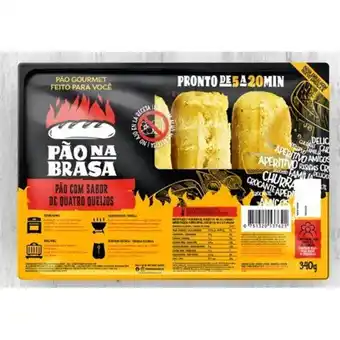 Brasão Supermercados Pão de alho sabor quatro queijos pão na brasa 340g oferta