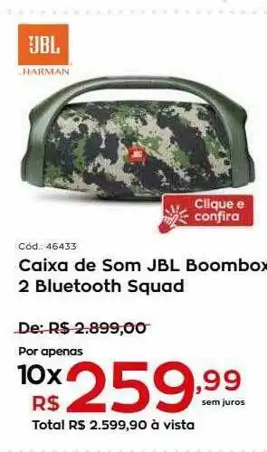 Ibyte Caixa de som jbl boombox 2 bluetooth squad oferta