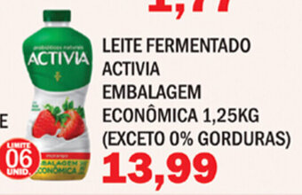 Supermercados Mendonça Leite fermentado Activia embalagem Economica 1.25kg oferta