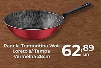 Supermercados Tauste Panela tramontina wok loreto s tampa vermelha 28cm oferta