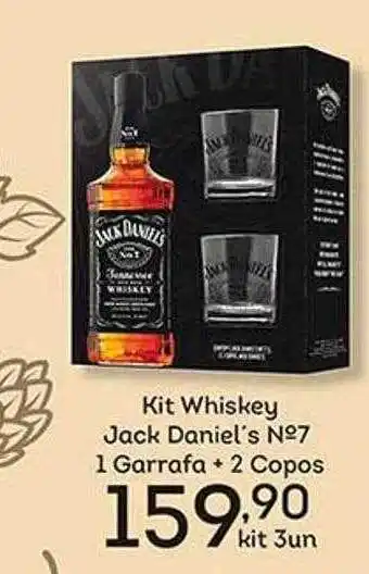 Kit whiskey jack daniel's n°7 1 garrafa + 2 copos