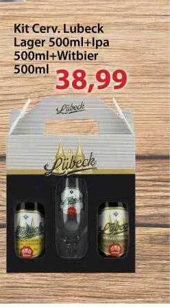 Chama Supermercados Kit cerv. lubeck lager + ipa + witbier oferta