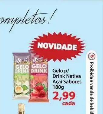 Gelo p drink nativa açaí sabores
