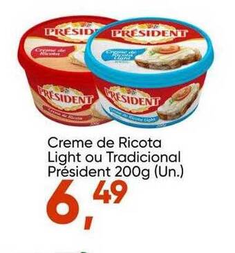 Imec Supermercados Creme de ricota light ou tradicional président oferta