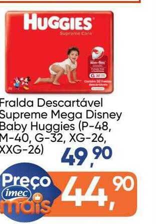 Fralda descartavel supreme mega disney baby huggies
