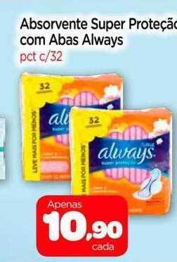 Nordestão Absorvente super proteção com abas always oferta