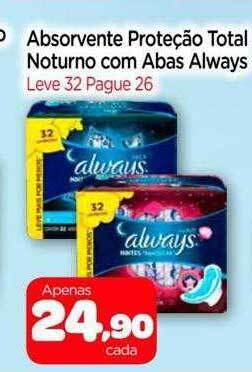 Nordestão Absorvente proteção total noturno com abas always oferta