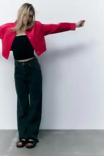 ZARA Camisa larga cropped de veludo cotelê oferta
