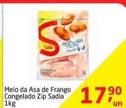 Meio da asa de frango congelado zip sadia 1kg