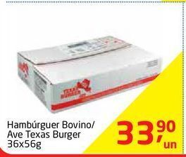 Tenda Atacado Hambúrguer bovino/ ave texas burger 36x56g oferta