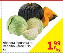 Tenda Atacado Abóbora japonesa ou repolho verde liso kg oferta