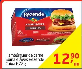 Tenda Atacado Hambúrguer de carne suína e aves rezende caixa 672g oferta