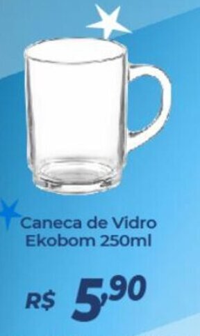 Atakarejo Caneca de vidro Ekobom 250ml oferta