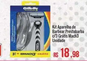 Mart Minas Kit aparelho de barbear prestobarba c/3 grátis mach3 unidade oferta