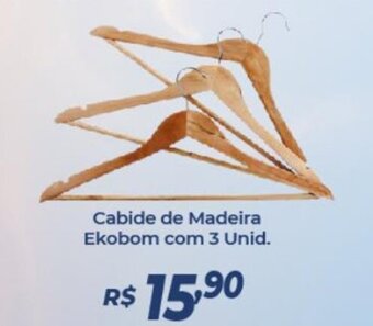 Atakarejo Cabide de Madeira Ekobom com 3 unid. oferta