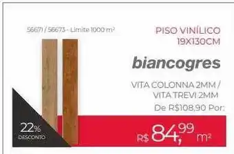 ABC da Construção Piso vinilico 19x130 cm biancogres oferta