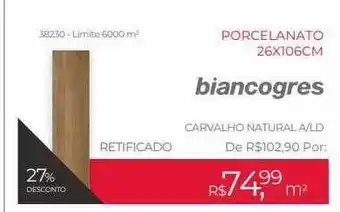 Porcelanato 26x106cm biancogres