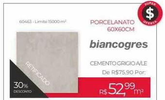 ABC da Construção Porcelanato 60x60cm biancogres oferta
