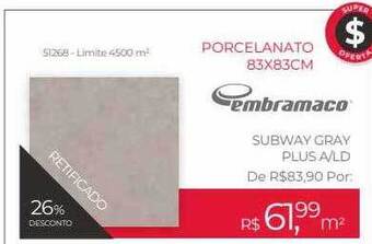 ABC da Construção Porcelanato 83x83cm embramaco oferta