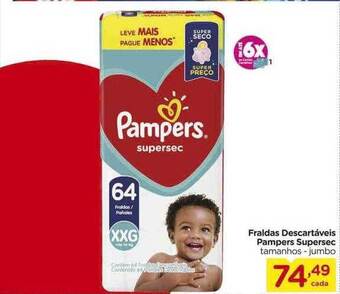 Carrefour Fraldas descartáveis pampers supersec oferta
