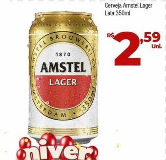 Brasão Supermercados Cerveja amstel lager lata oferta