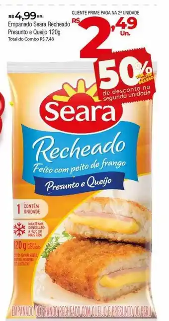 Brasão Supermercados Empanado seara recheado presunto e queijo 50% de desconto na segunda unidade oferta