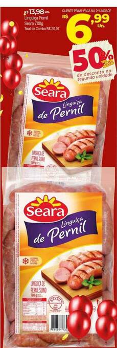 Linguiça pernil seara 50% de desconto na segunda unidade