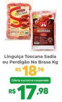 Coocerqui Linguiça toscana sadia ou perdigão na brasa kg oferta