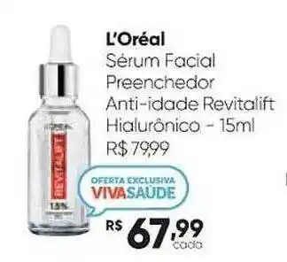 Drogaria São Paulo L'oréal sérum facial preenchedor anti-idade revitalilft hialurônico oferta