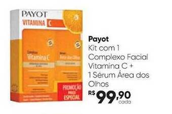 Drogaria São Paulo Payot kit com 1 complexo facial vitamina c+ 1 sérum área dos olhos oferta