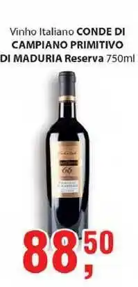 Supermercados Mundial Vinho Italiano Conde Di Campiano Primitivo Di Maduria Reserva 750ml oferta