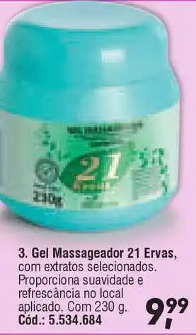 Gel Massageador 21 Ervas 230g