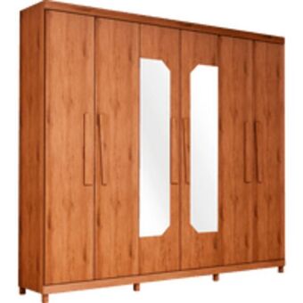 Guarda-roupa casal infinity em mdp e mdf 6 portas 5 gavetas com espelho