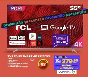 Tv led 55 smart 4k p725 tcl