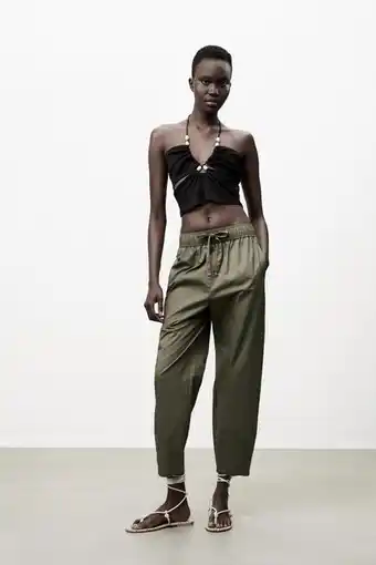 ZARA Calça jogger de popelina oferta