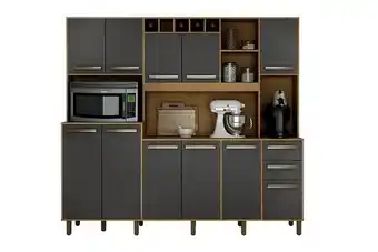 Zema Armário de cozinha valdemoveis petra 11 portas e 02 gavetas - grafite oferta