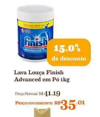 Mercadinhos São Luiz Lava Louça Finish Advanced Em Pó 15% De Desconto 1kg oferta