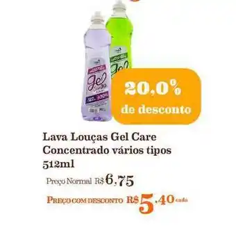 Lava Louças Gel Care Concentrado Vários Tipos 20% De Desconto 512ml