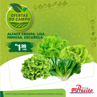 Supermercado Precito Alface Crespa, Lisa. Mimosa, Escarola oferta