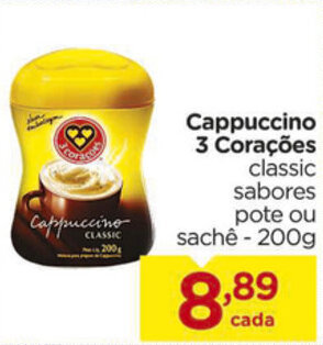 Carrefour Cappuccino 3 Coracoes 200g oferta